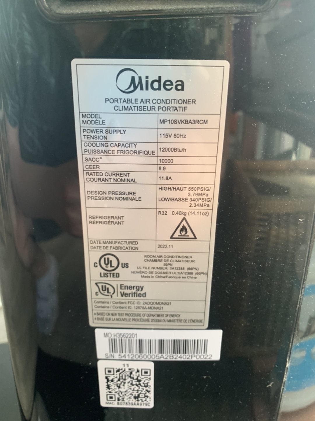 Midea Portable Air Conditioner MP10SVKBA3RCM - photo 4