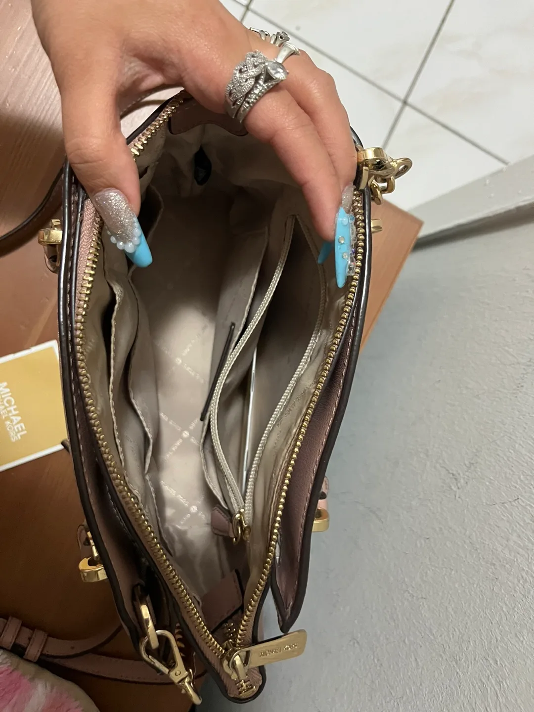 Michael Kors Pink Studded Handbag image indicator(5)