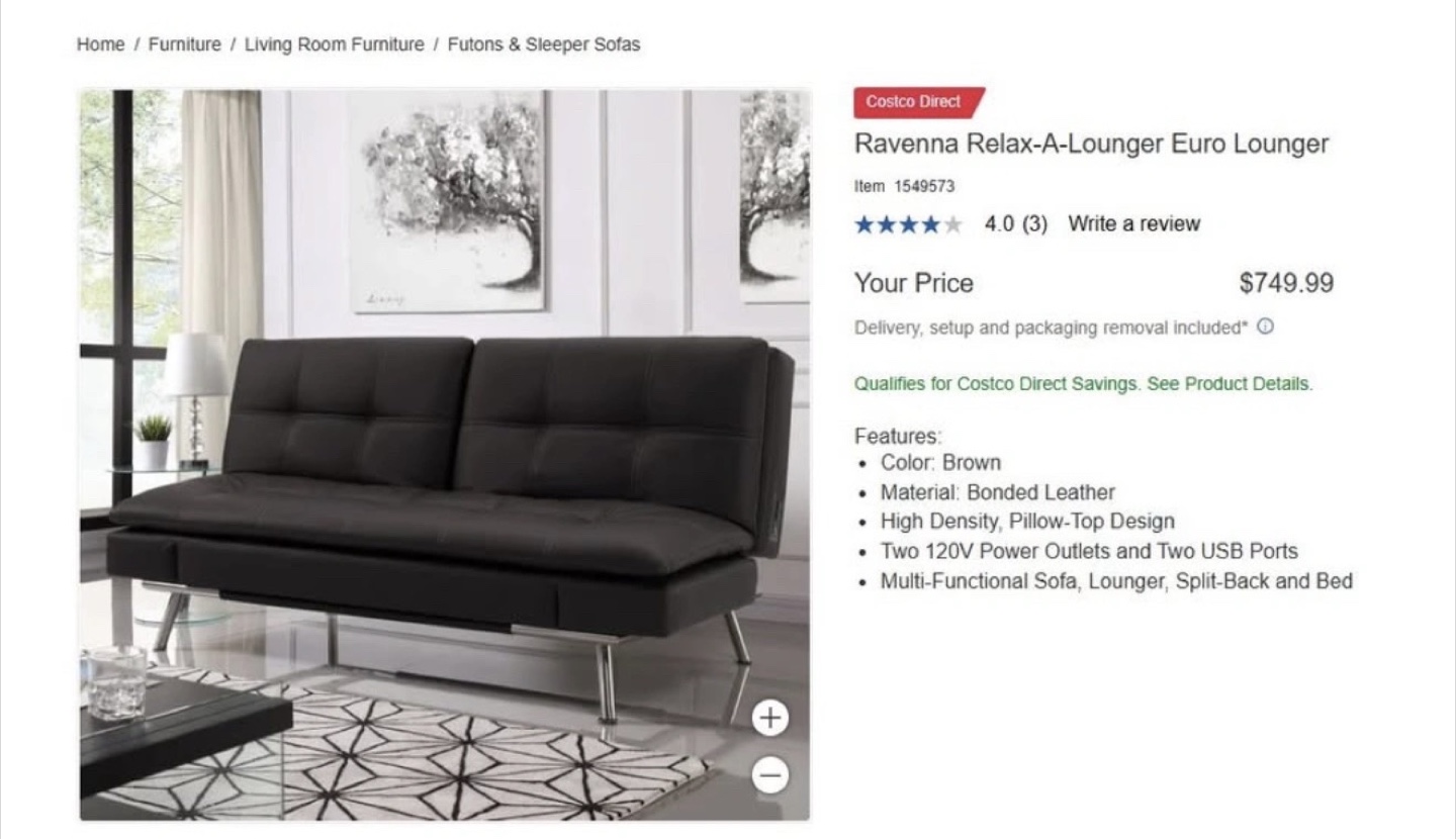 Ravenna Relax-A-Lounger Euro Lounger Futon Sofa Bed - photo 2