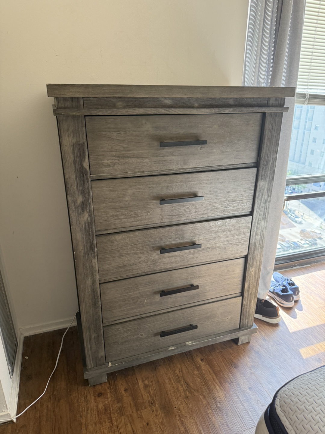 Five-Drawer Dresser - Gray Wood