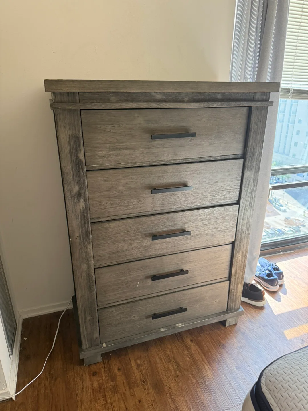 Five-Drawer Dresser - Gray Wood thumbnail