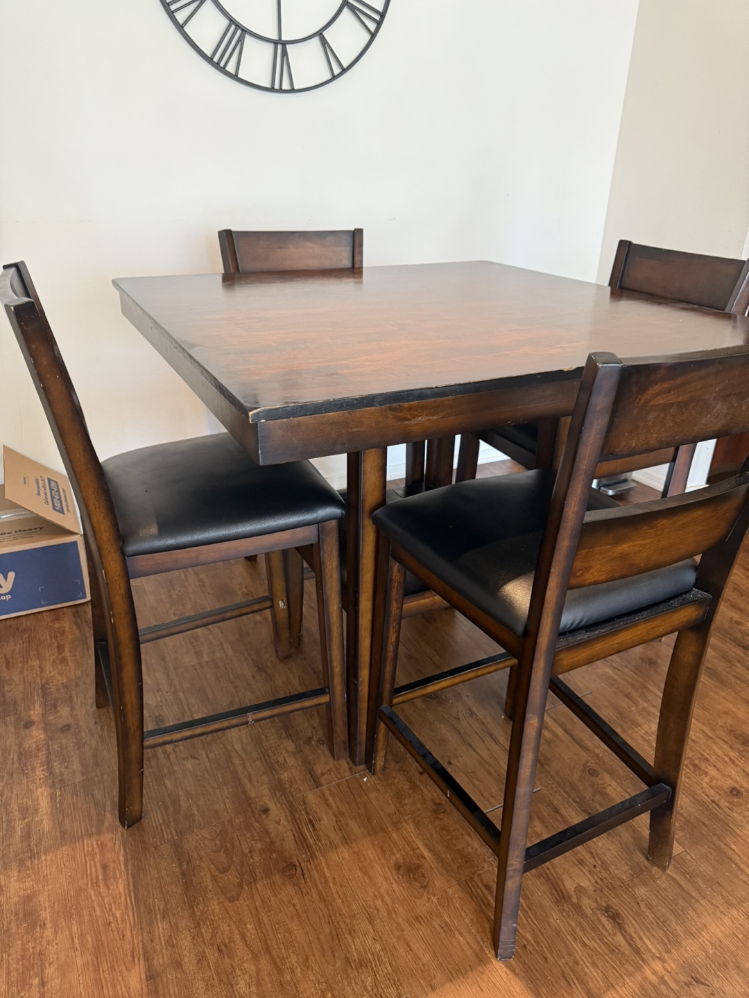Square Wood Dining Table with Four Counter Height Chairs - photo 4