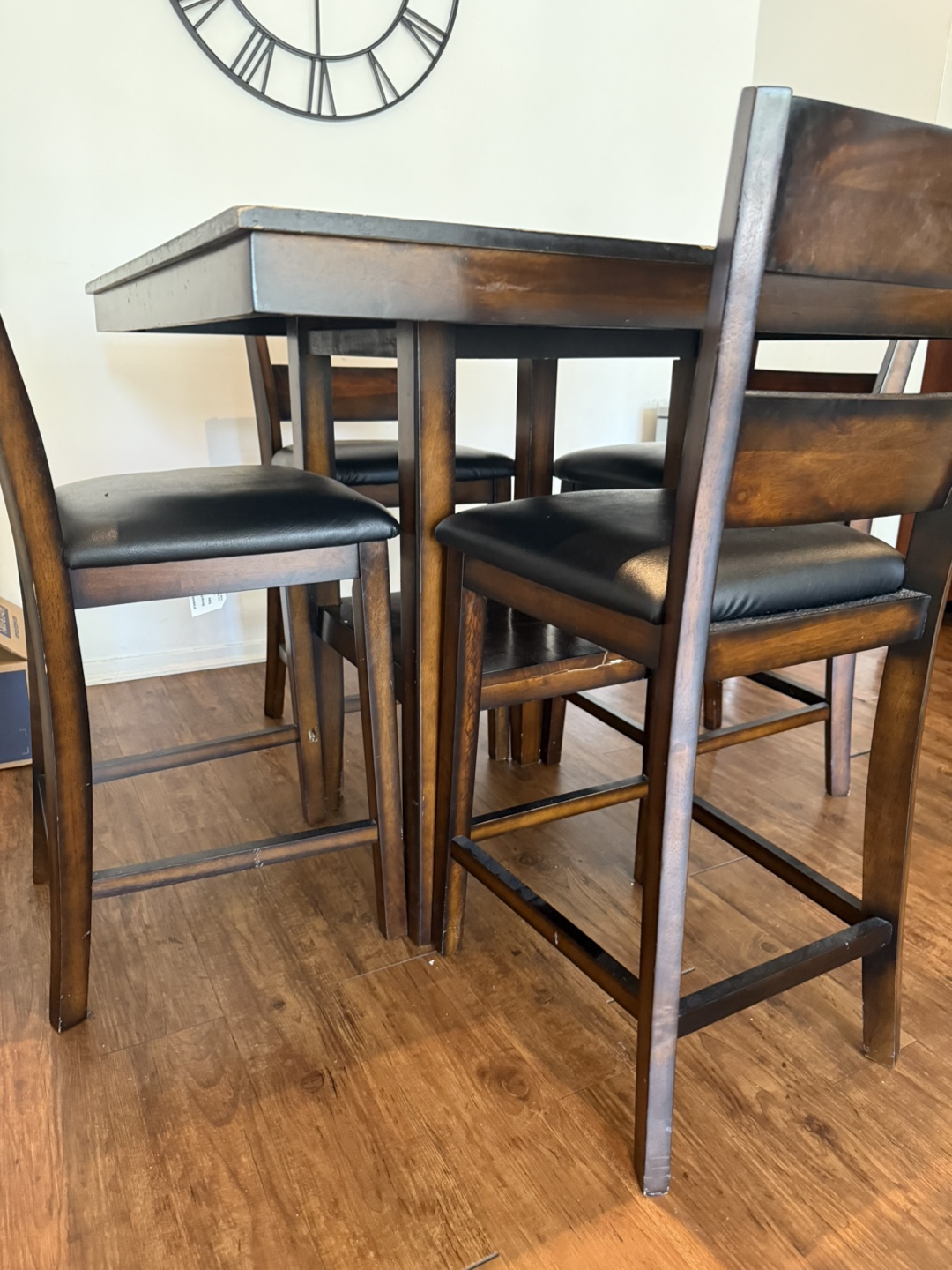 Square Wood Dining Table with Four Counter Height Chairs - photo 2