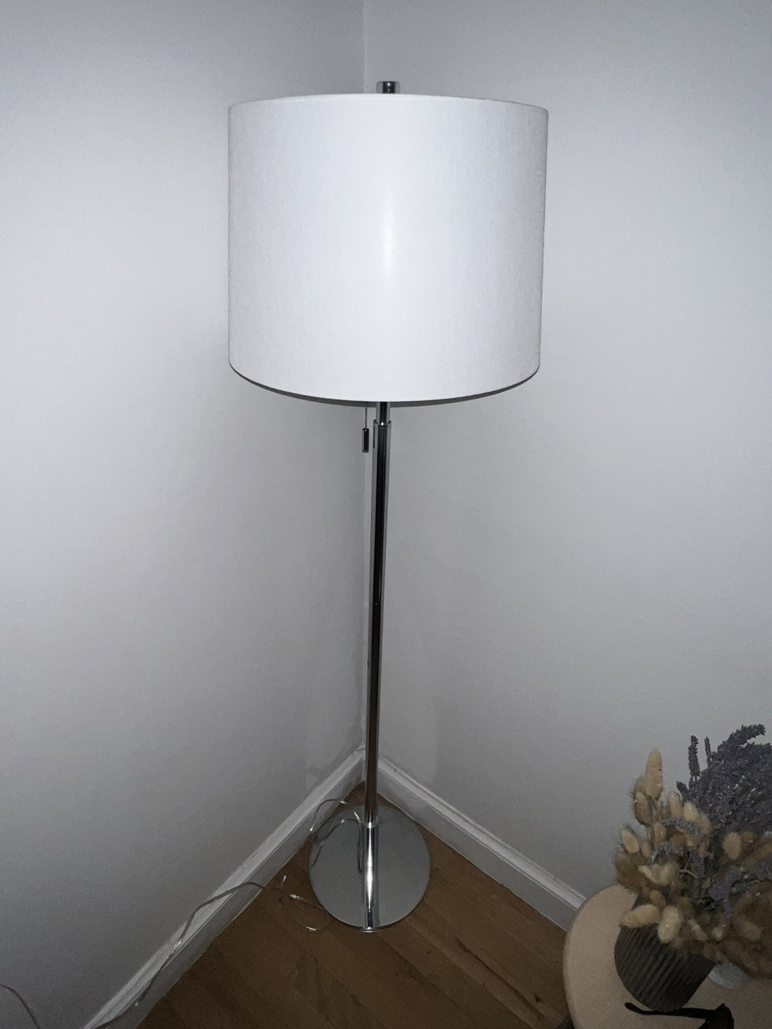 Chrome Floor Lamp with White Shade - photo 3