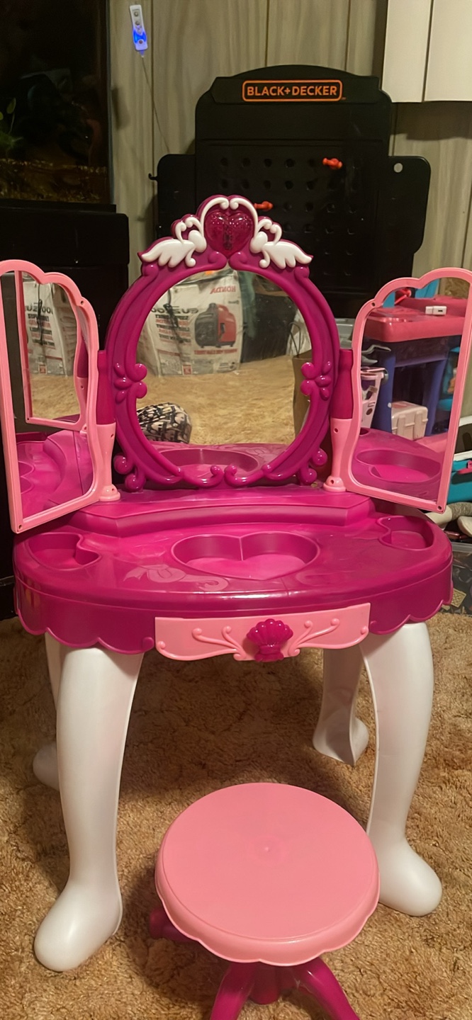 Kids Vanity Set with Lights and Stool