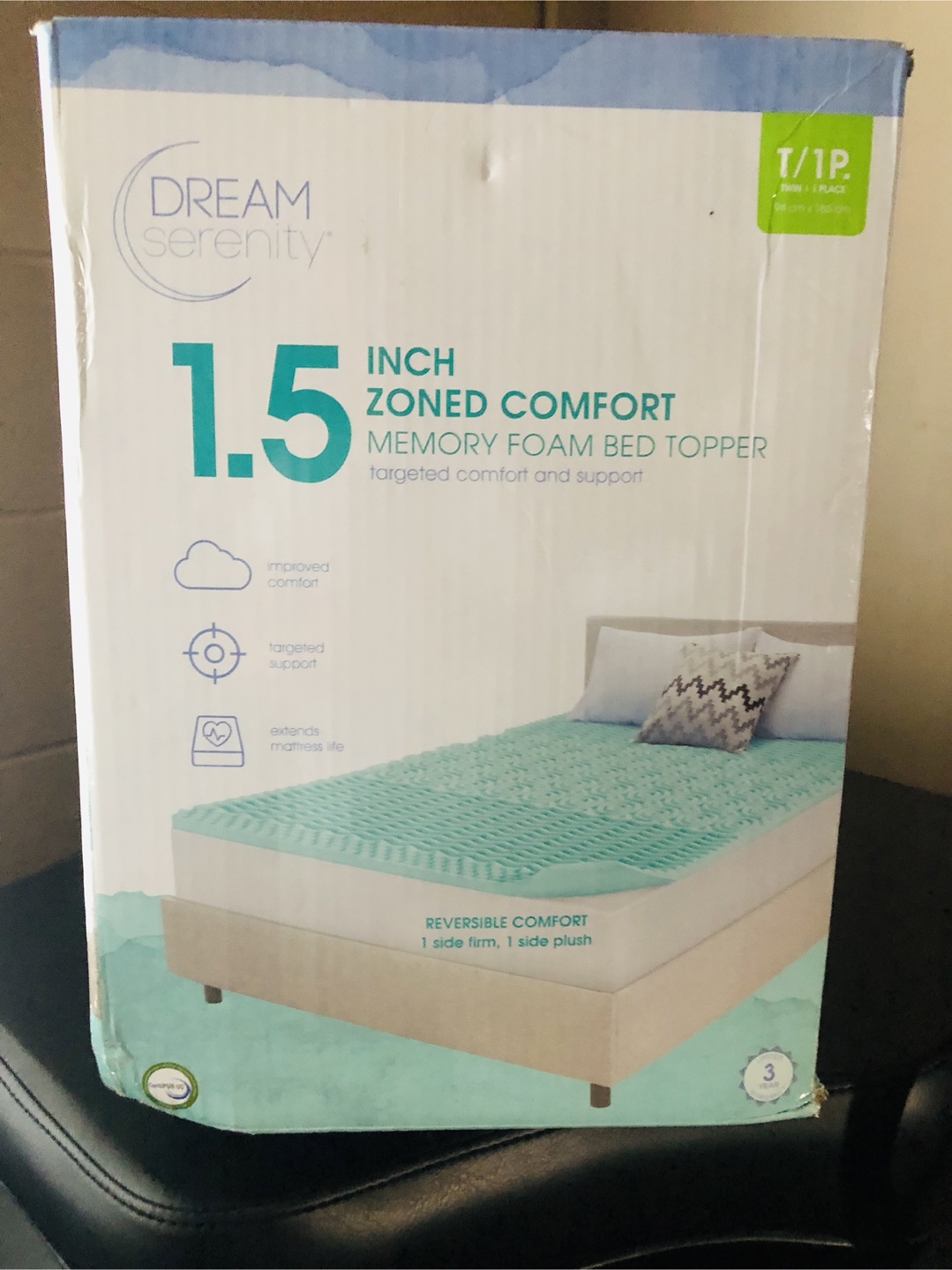 1.5 Inch Dream Serenity Zoned Comfort Memory Foam Bed Topper