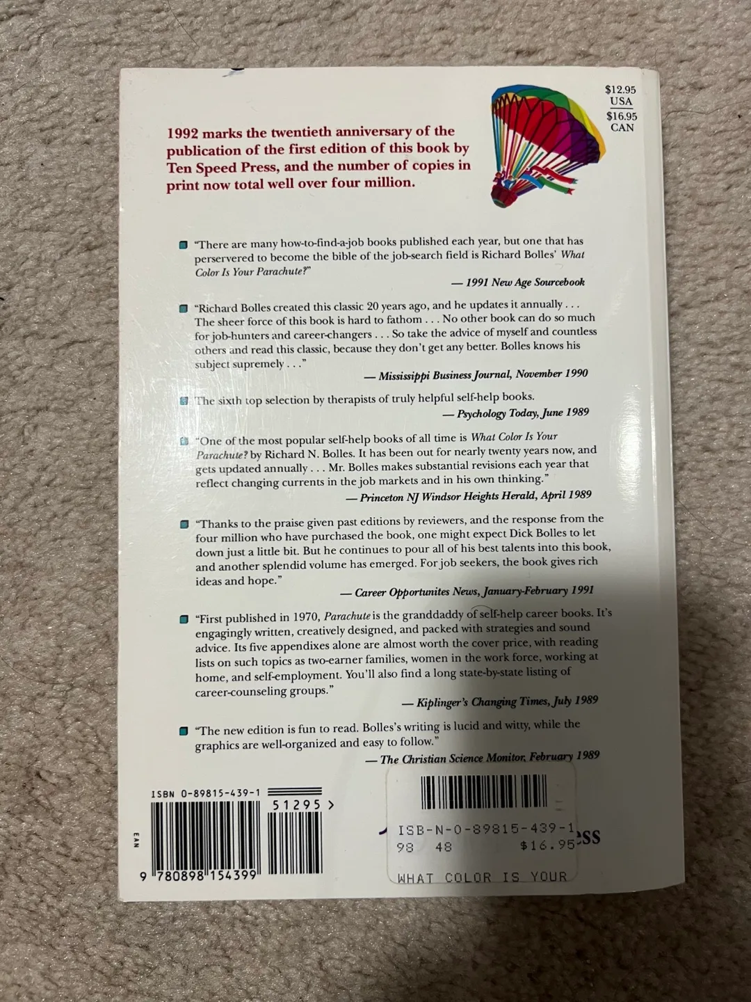 The 1992 What Color Is Your Parachute? Job Hunter's Manual image indicator(3)