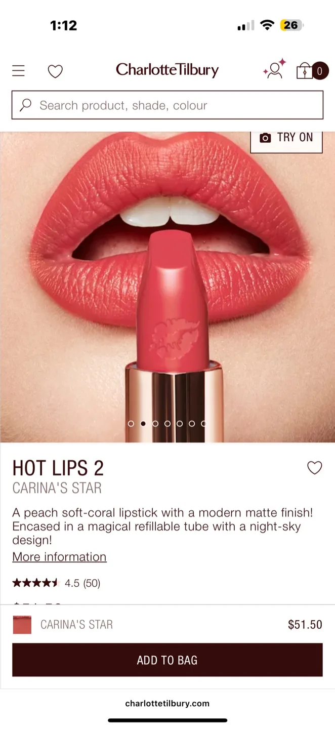 Charlotte Tilbury Hot Lips 2 Carina's Star Lipstick thumbnail
