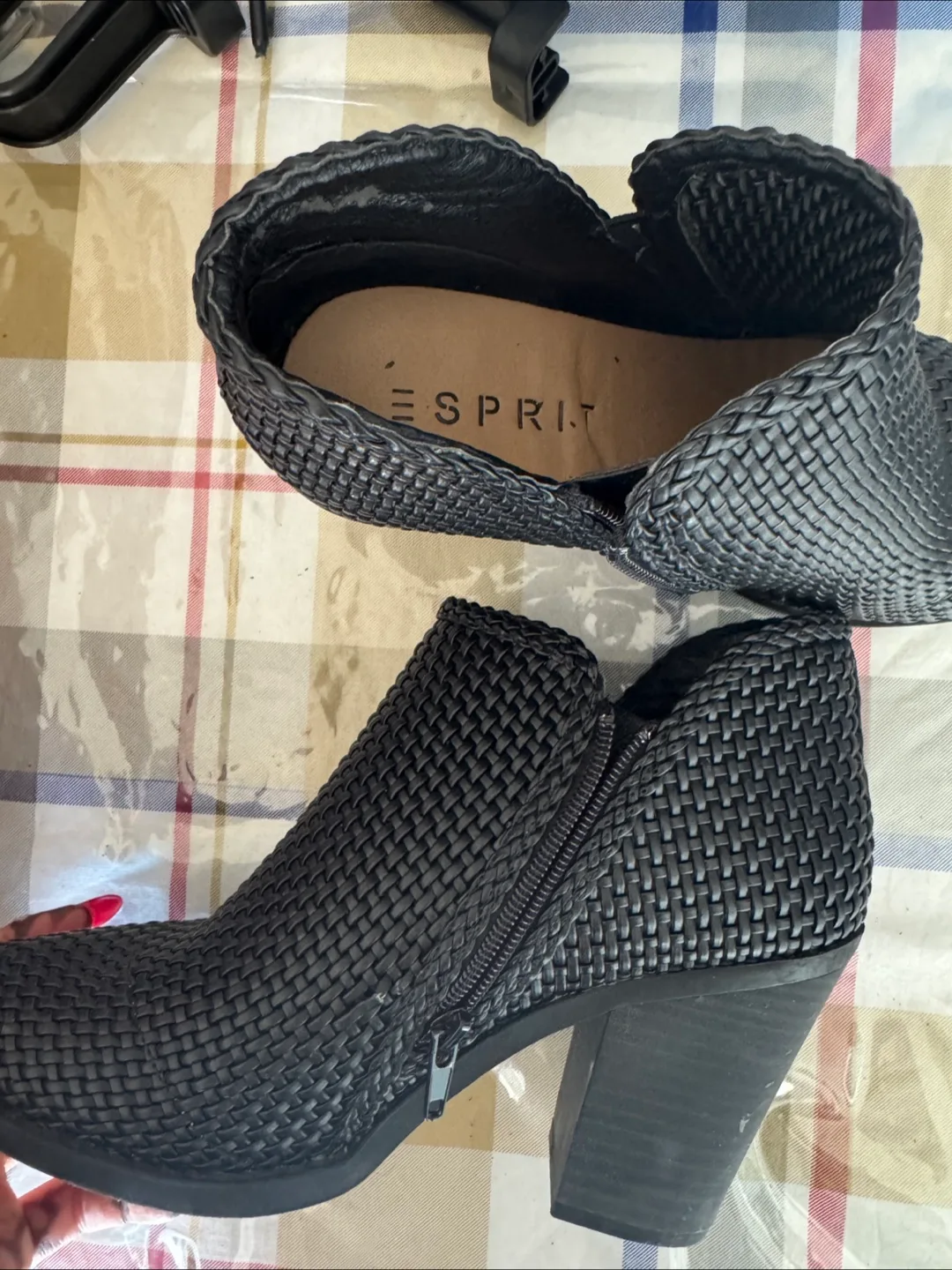 Esprit Black Woven Ankle Boots thumbnail