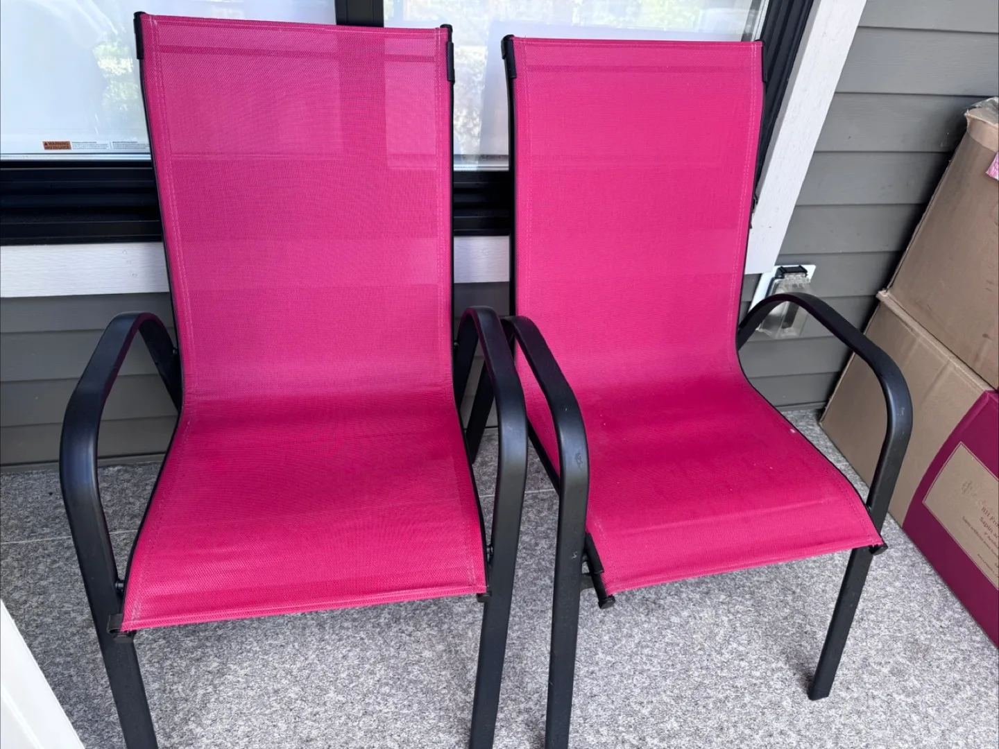Pair of red Outdoor Sling Chairs thumbnail