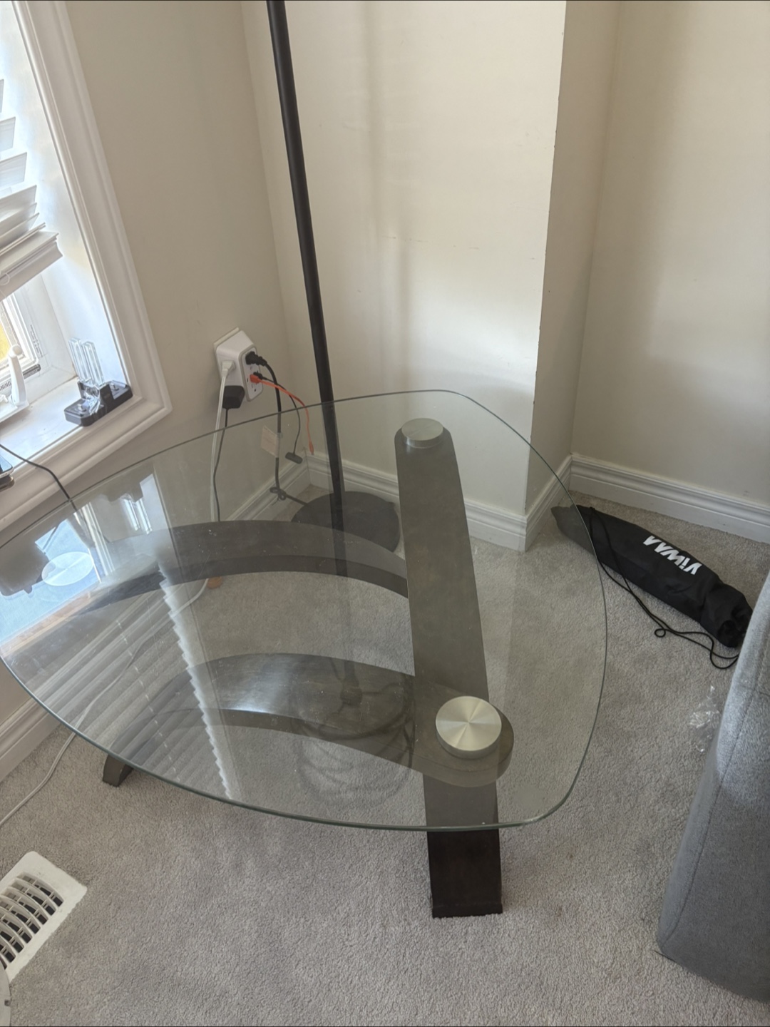 Unique Glass and Wood Accent Table