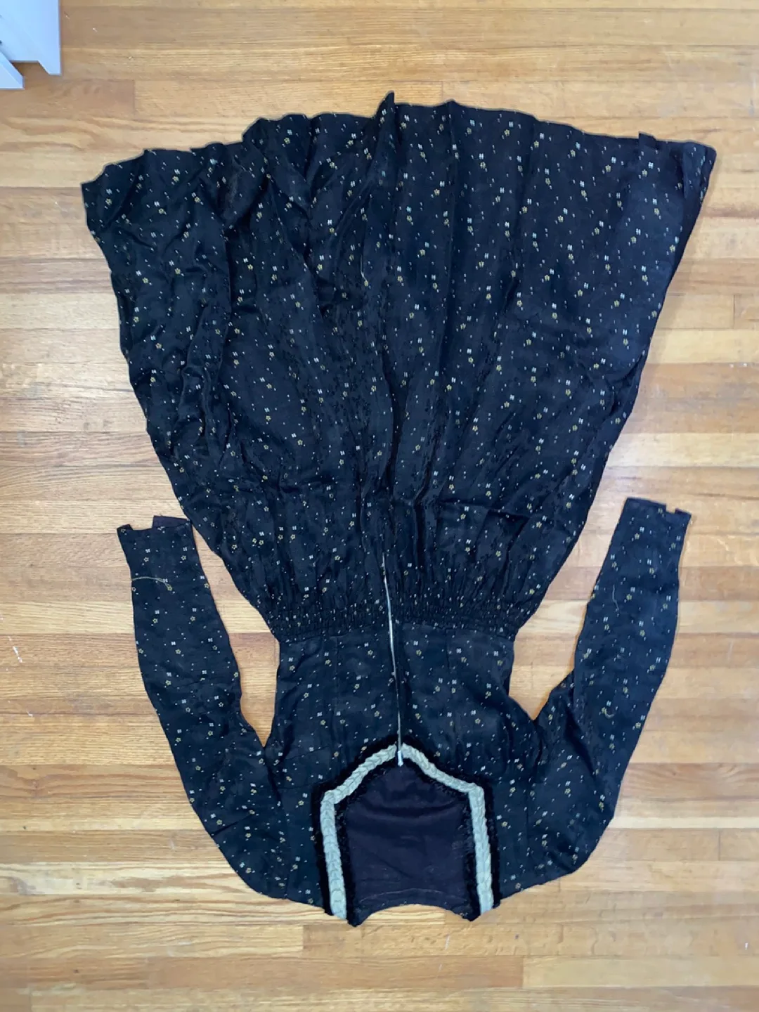 Vintage Black & Gold Floral Dress thumbnail