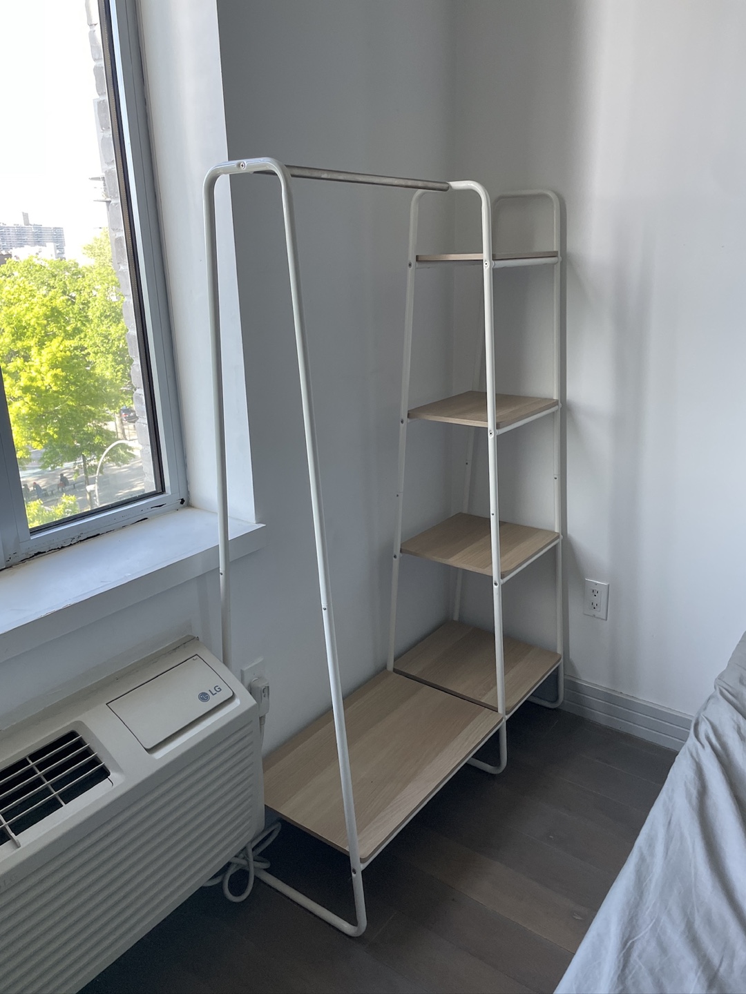 White Clothes Rack with Shelves