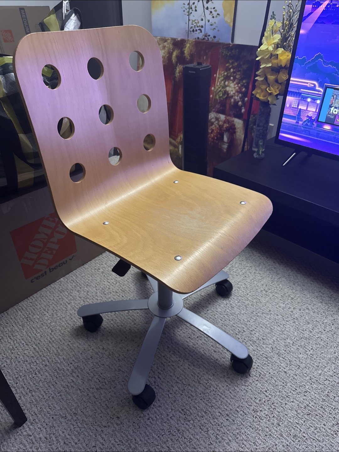 Wooden Office Chair with Wheels