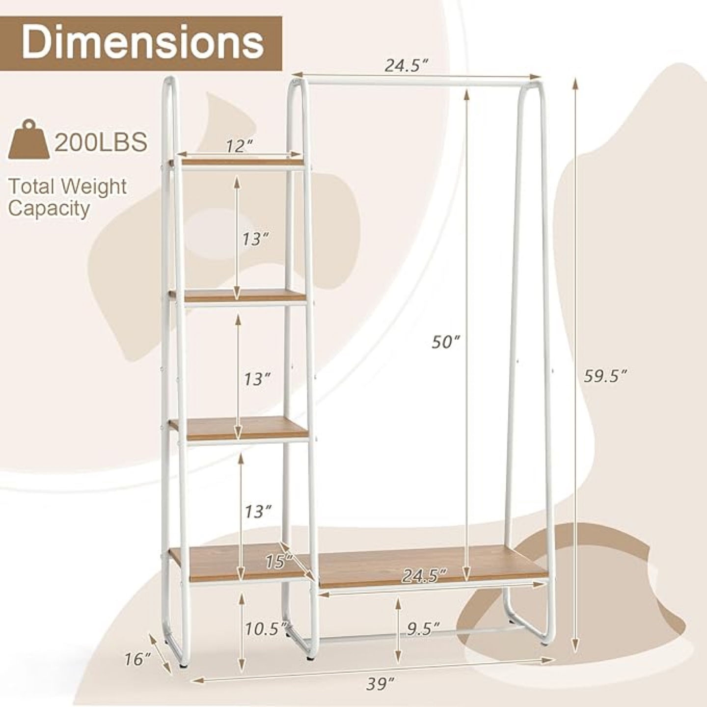 White Clothes Rack with Shelves - photo 3