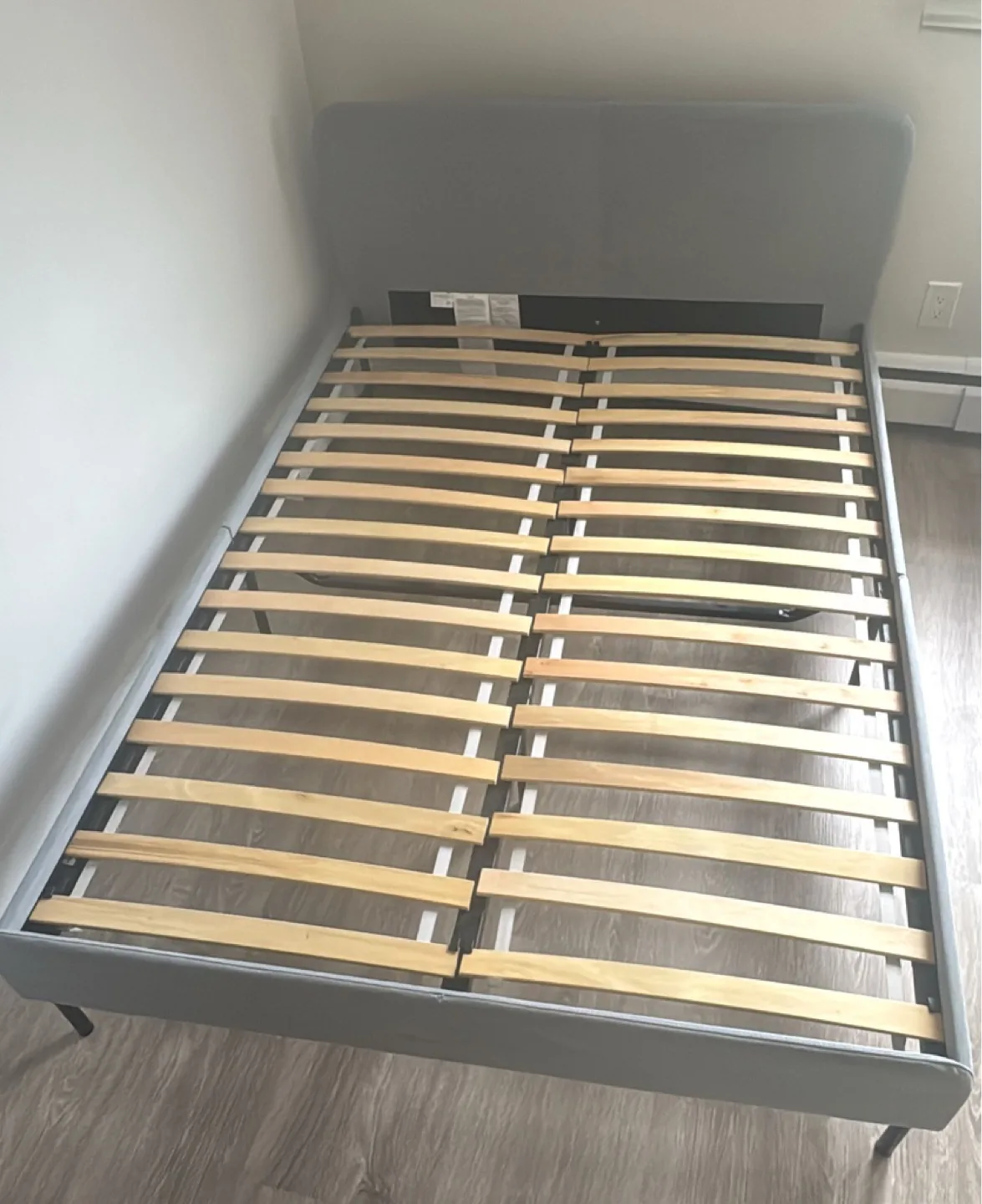 Grey Fabric Double Bed Frame with Slatted Base thumbnail
