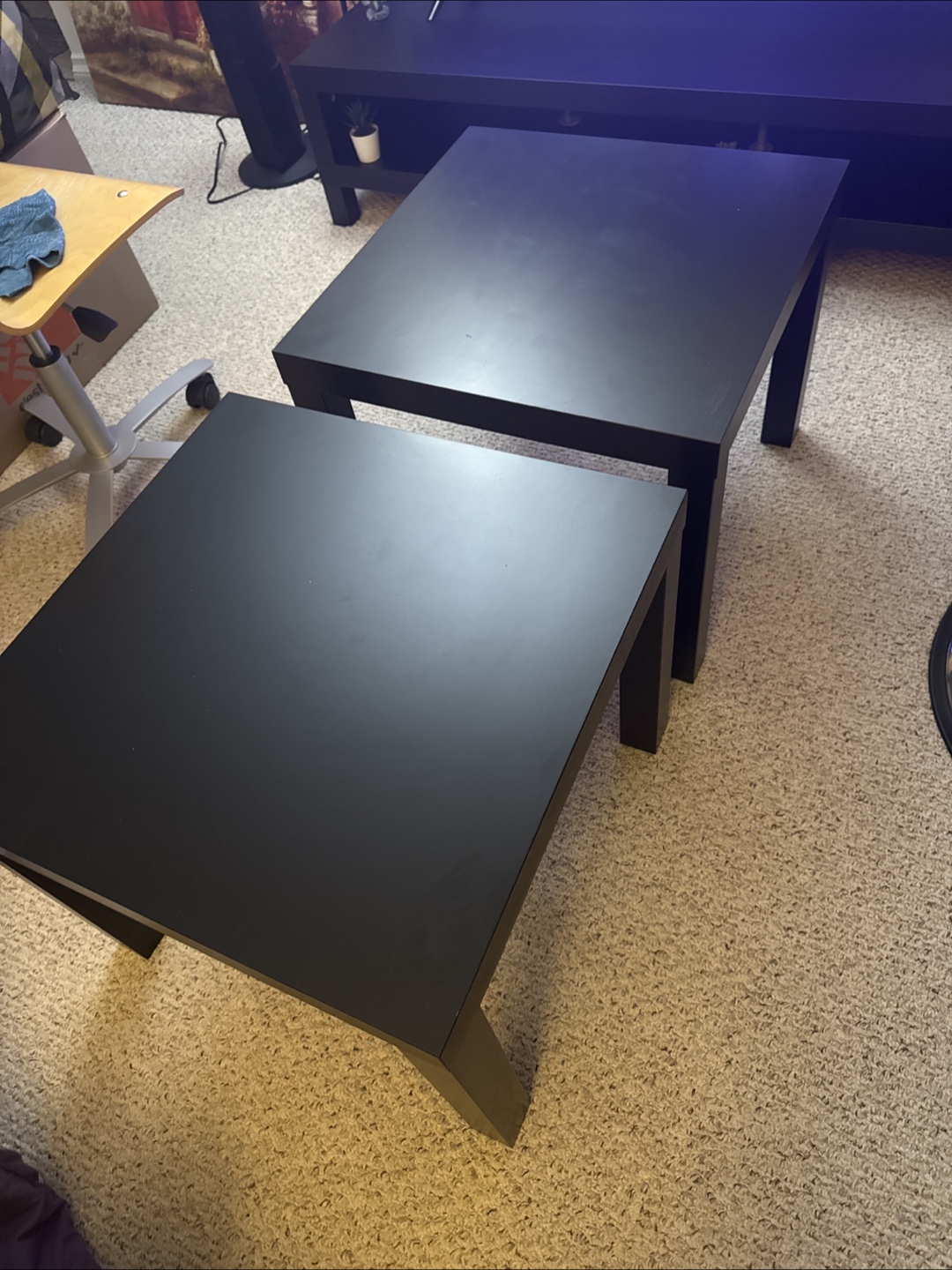 Pair of Black Square IKEA End Tables