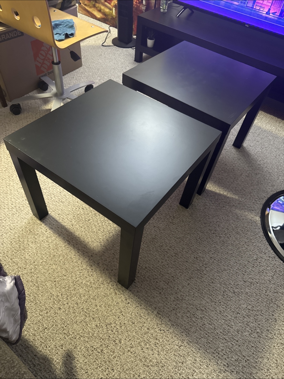 Pair of Black Square IKEA End Tables - photo 2