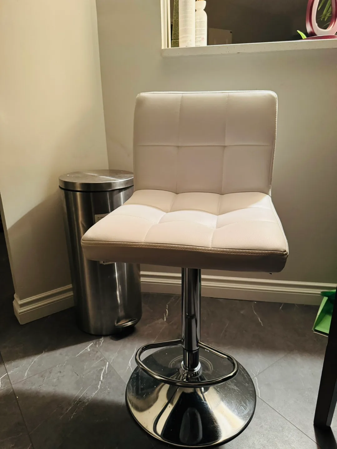 White Leather Bar Stool thumbnail
