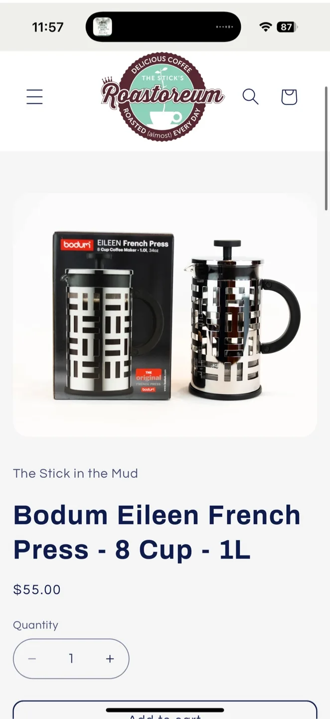 Bodum Eileen French Press, glass carafe needed - 8 Cup thumbnail