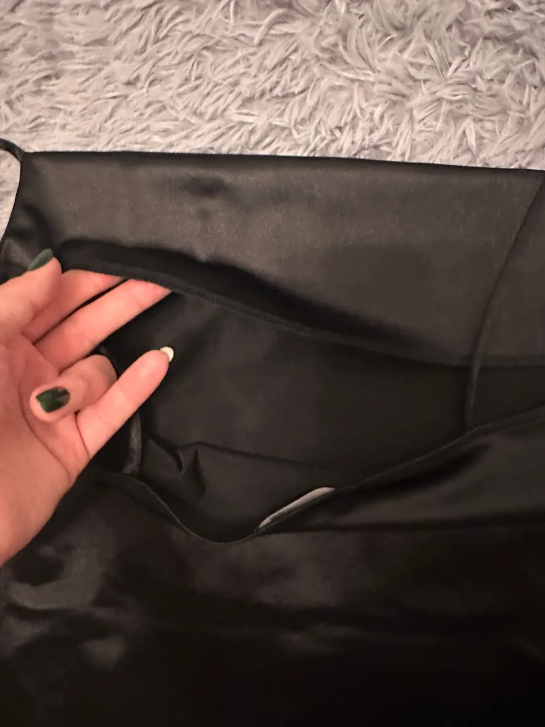 Black Satin Mini Slip Dress image indicator(4)