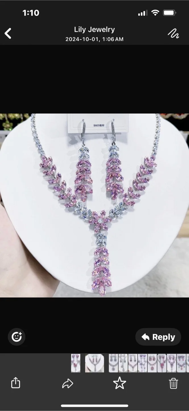 Elegant Cubic Zirconia Necklace and Earrings Set image indicator(3)