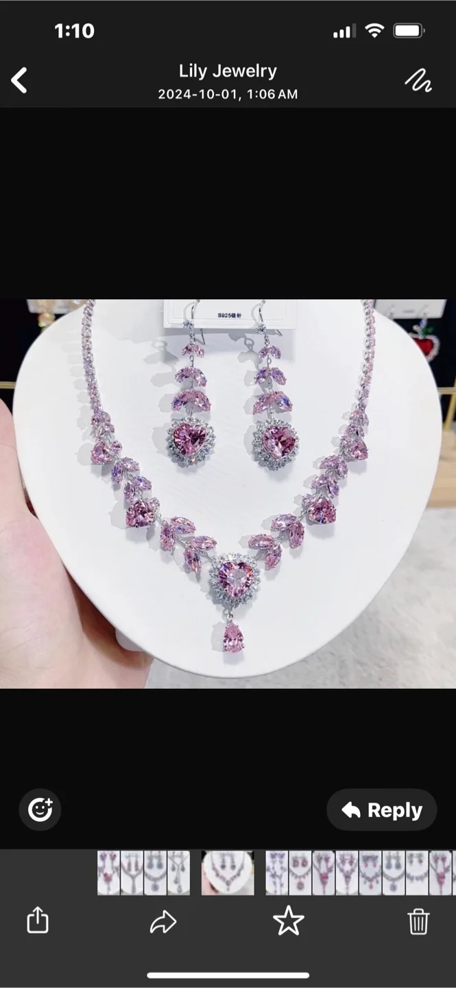 Elegant Cubic Zirconia Necklace and Earrings Set image indicator(6)