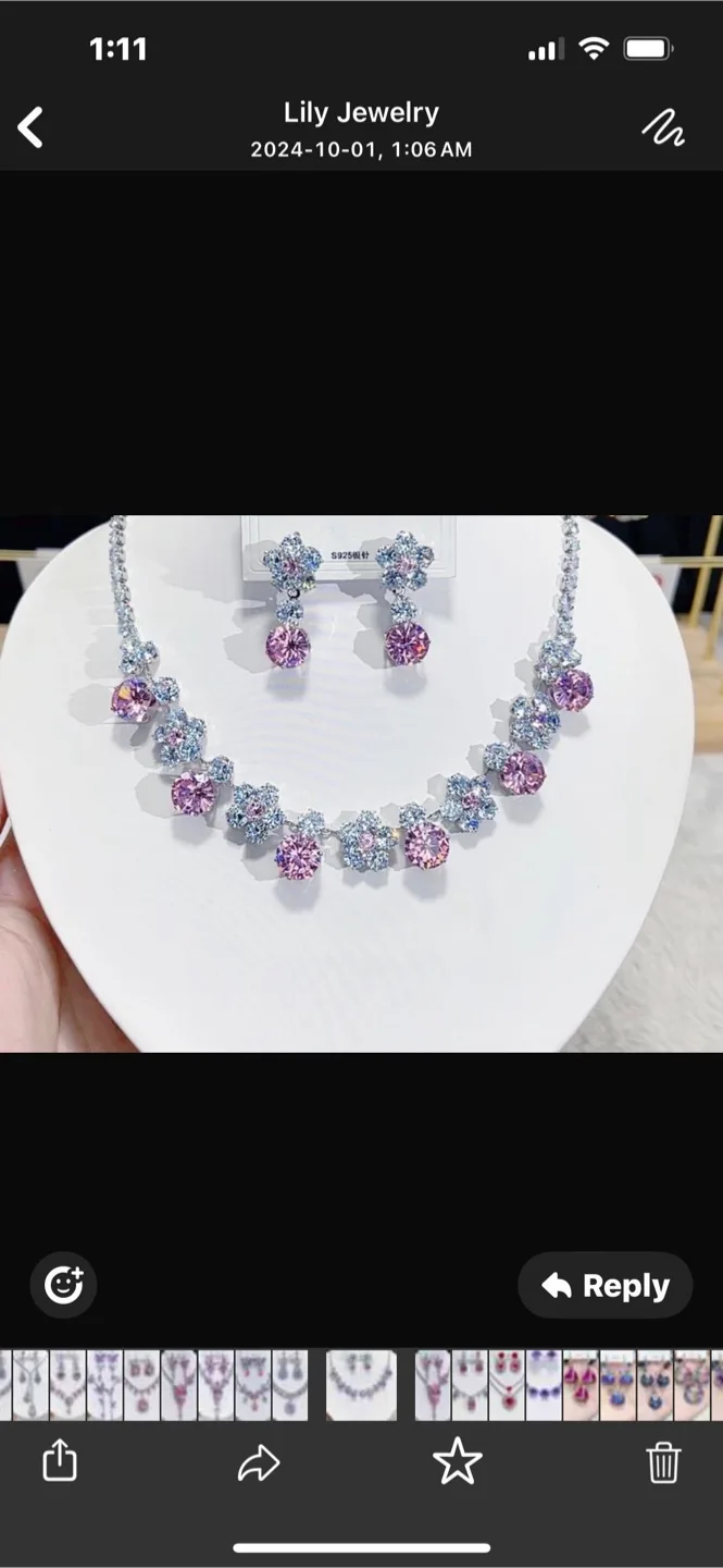Elegant Cubic Zirconia Necklace and Earrings Set image indicator(7)