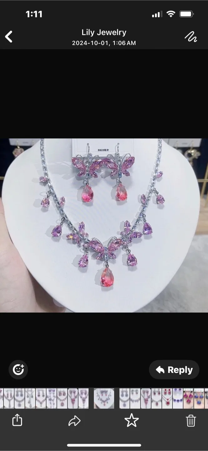 Elegant Cubic Zirconia Necklace and Earrings Set image indicator(9)