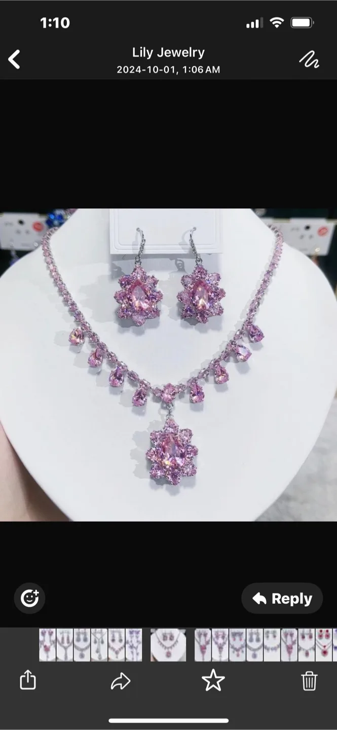 Elegant Cubic Zirconia Necklace and Earrings Set image indicator(8)