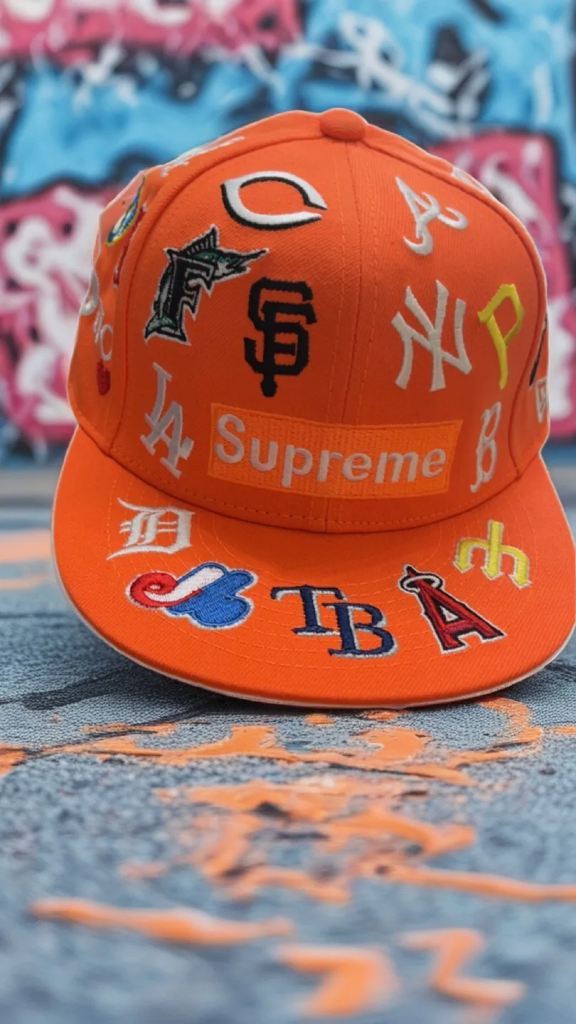 Orange Supreme MLB Logos Hat thumbnail