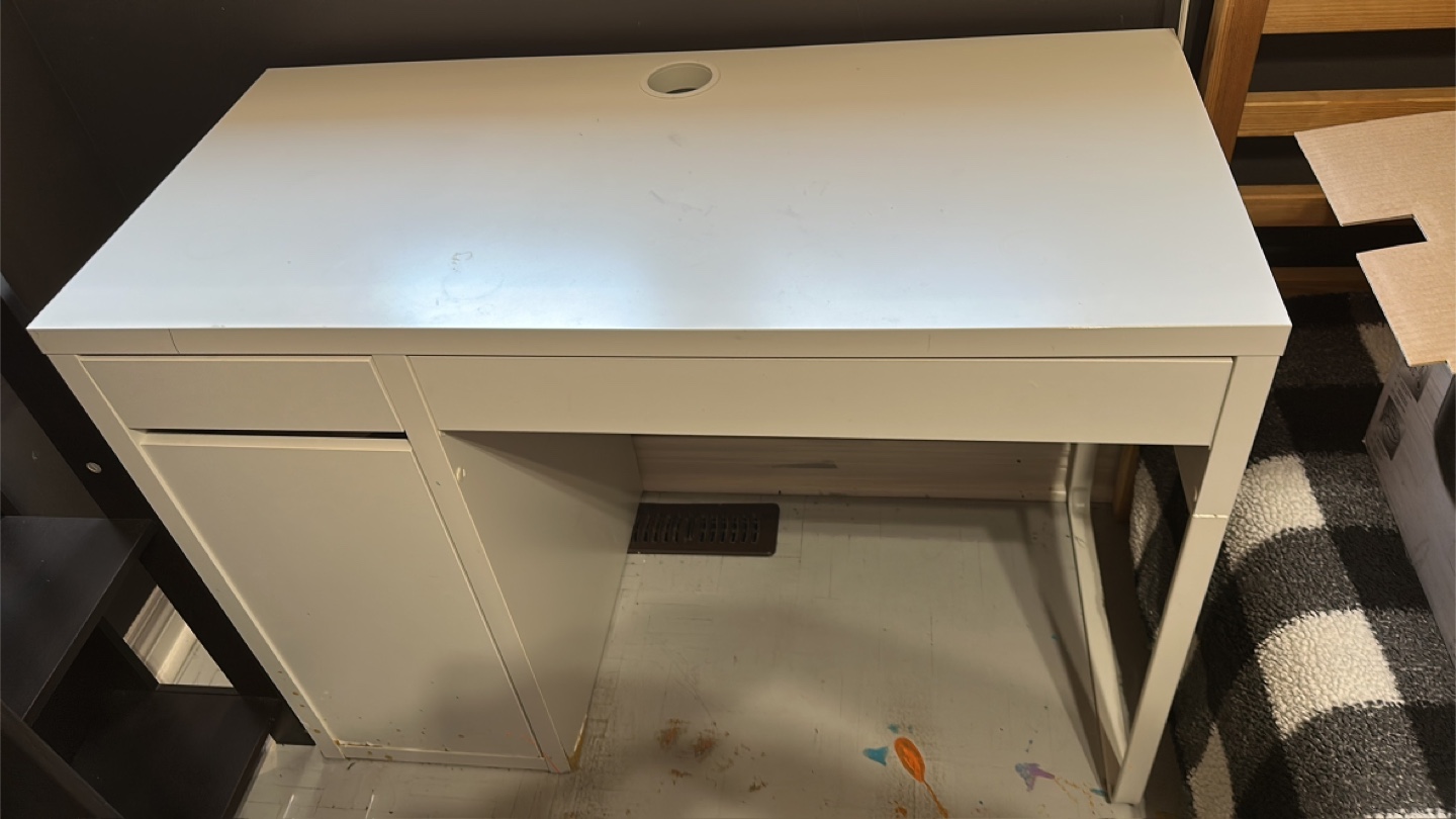 White Computer Desk with Drawer