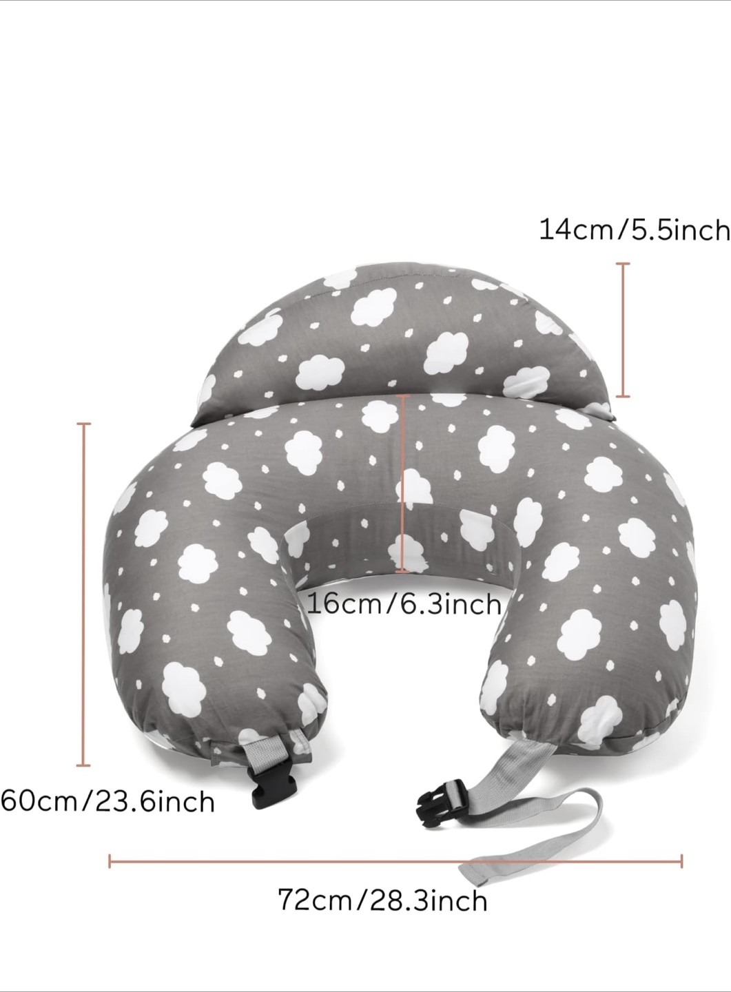 Nursing Pillow with Removable Cover - Cloud Print - photo 2