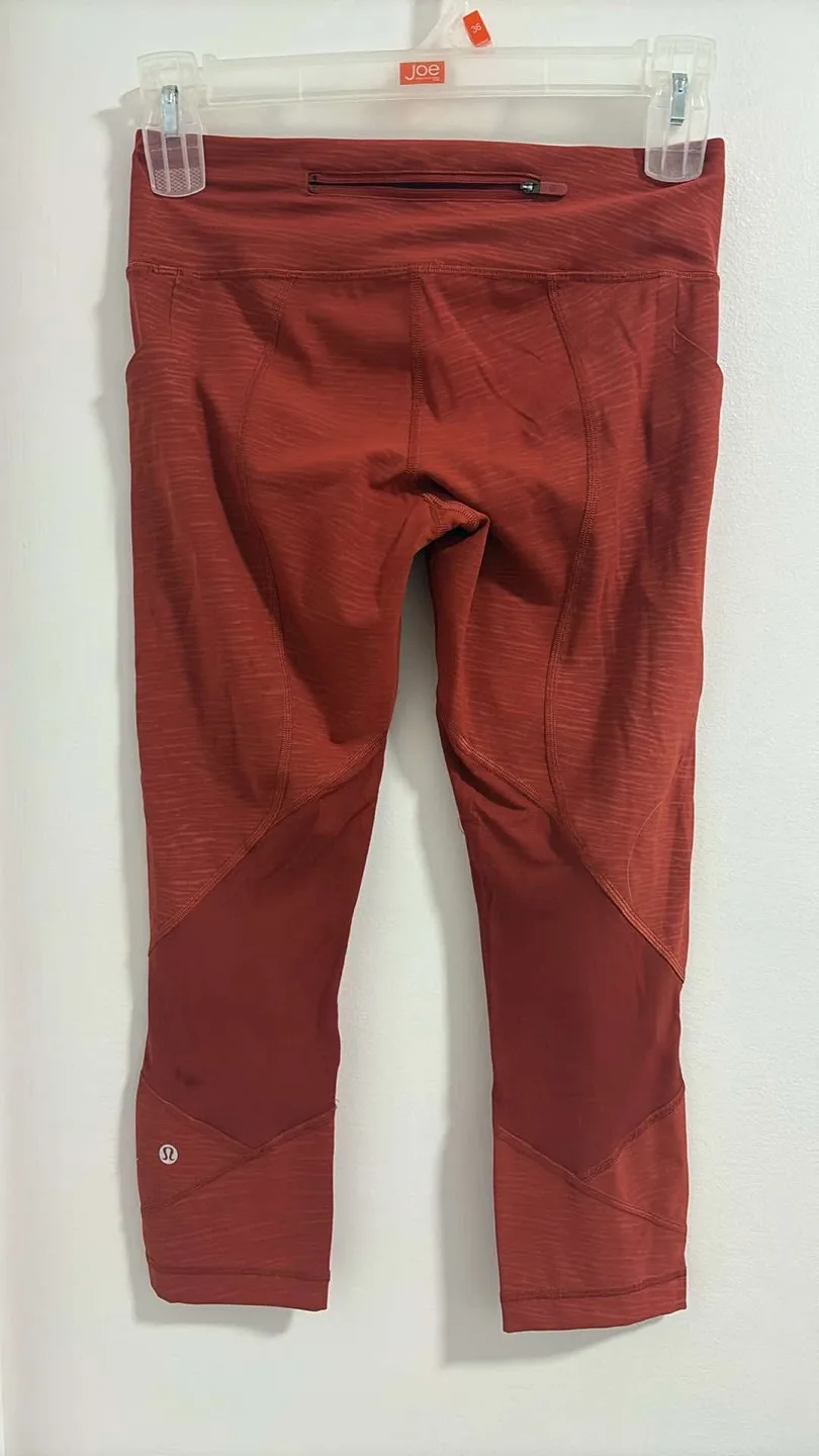 Lululemon Burgundy Run Times Cropped Leggings thumbnail
