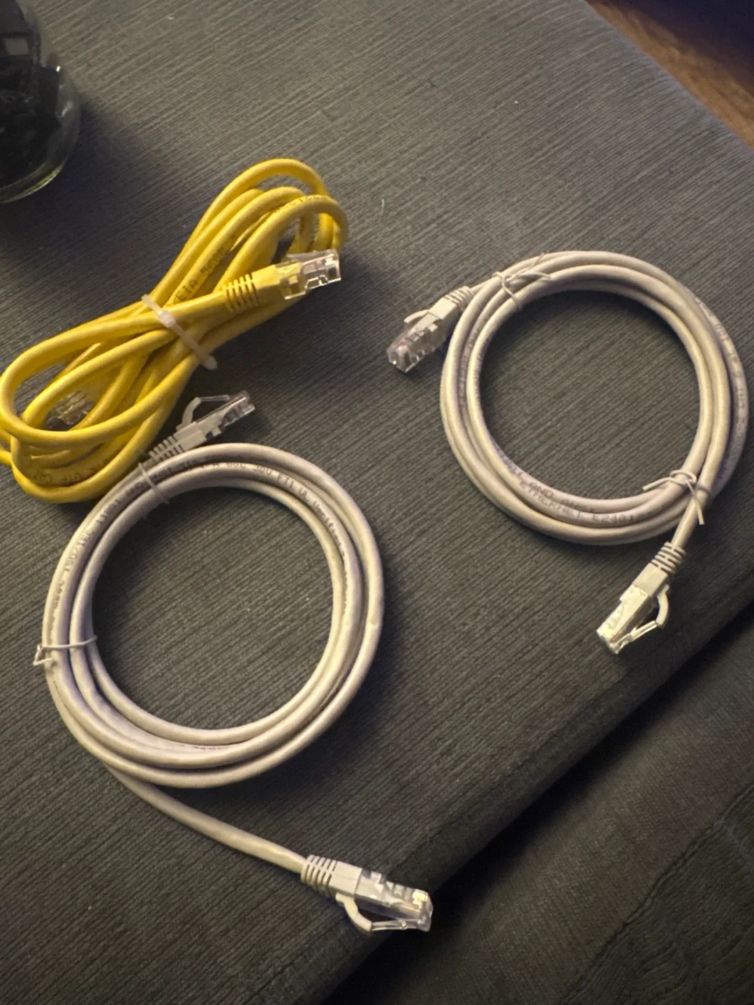 Ethernet Cables - Two Grey and One Yellow thumbnail