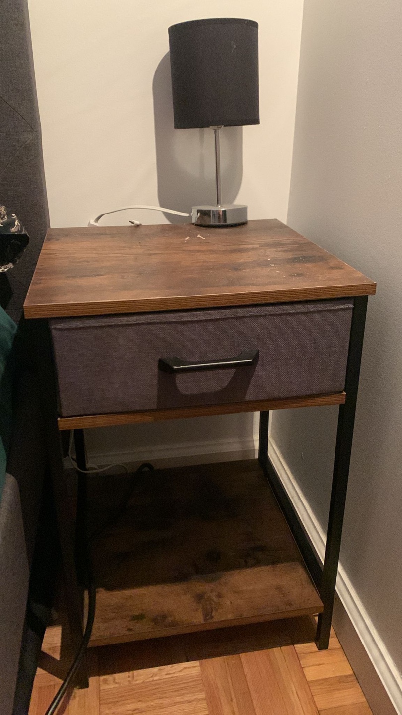 Rustic Industrial Nightstand with Drawer and Shelf