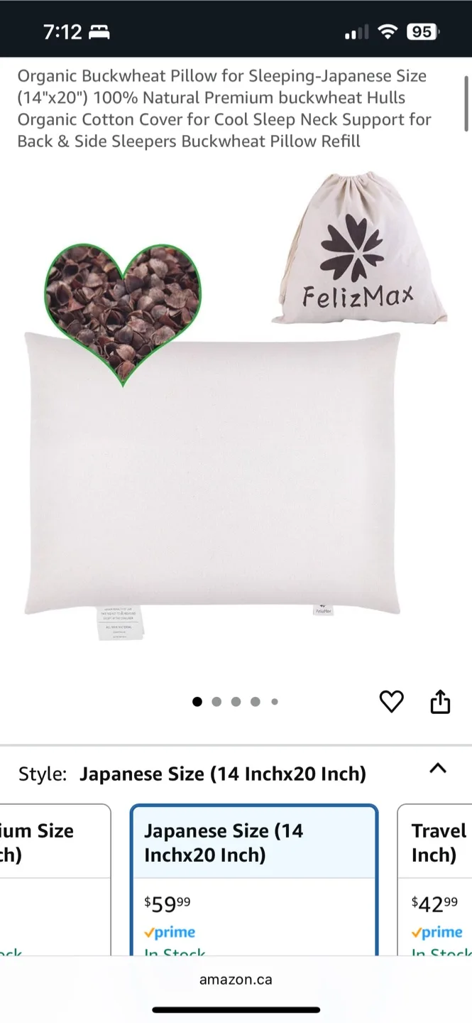 Traditional Japanese Buckwheat Hull Pillow 14" x 20" image indicator(2)