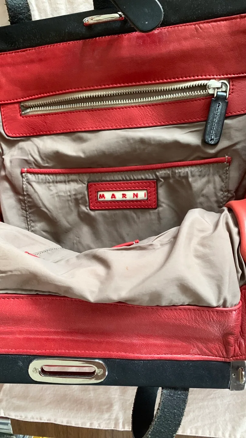 Marni Leather Tote Bag - Red and Black image indicator(3)