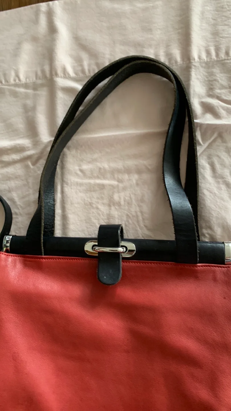 Marni Leather Tote Bag - Red and Black image indicator(2)