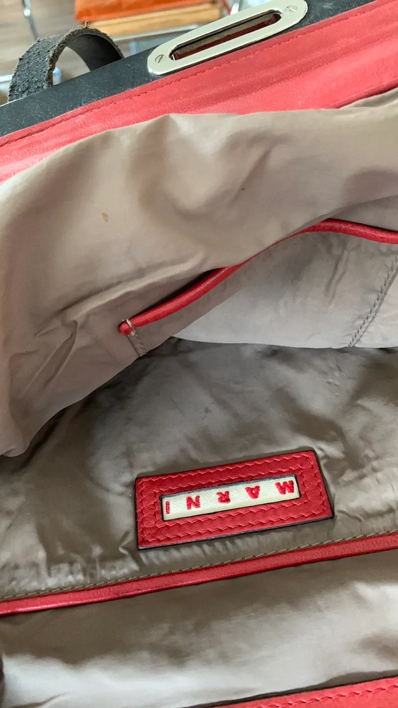 Marni Leather Tote Bag - Red and Black image indicator(6)