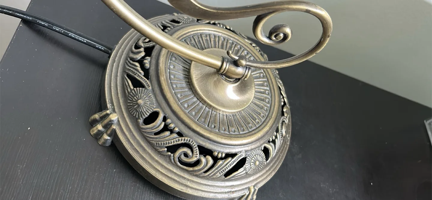 Antique-Style Brass Desk Lamp with White Glass Shade image indicator(3)