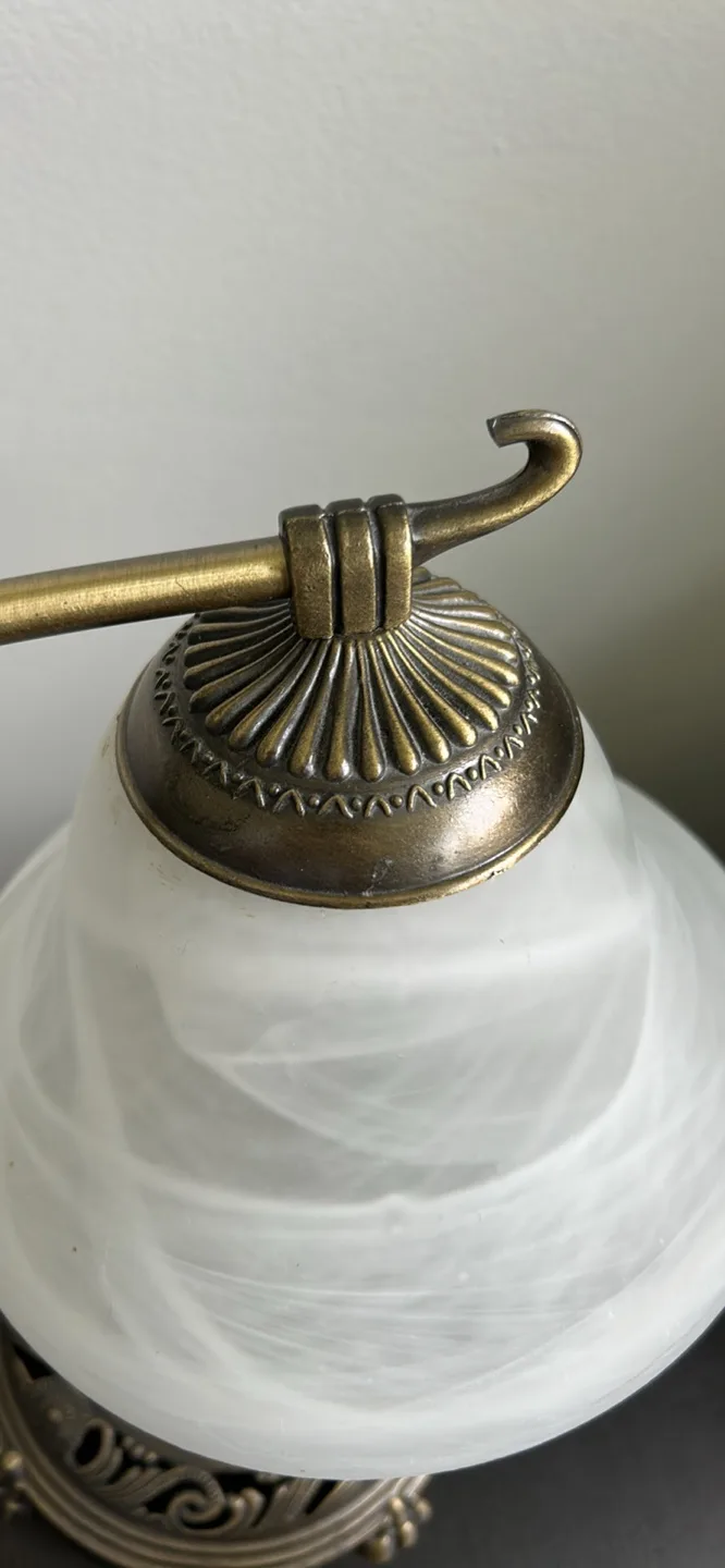 Antique-Style Brass Desk Lamp with White Glass Shade image indicator(4)