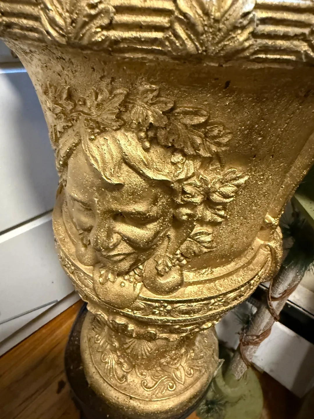 Gold Urn Planter with Snake Plant image indicator(2)