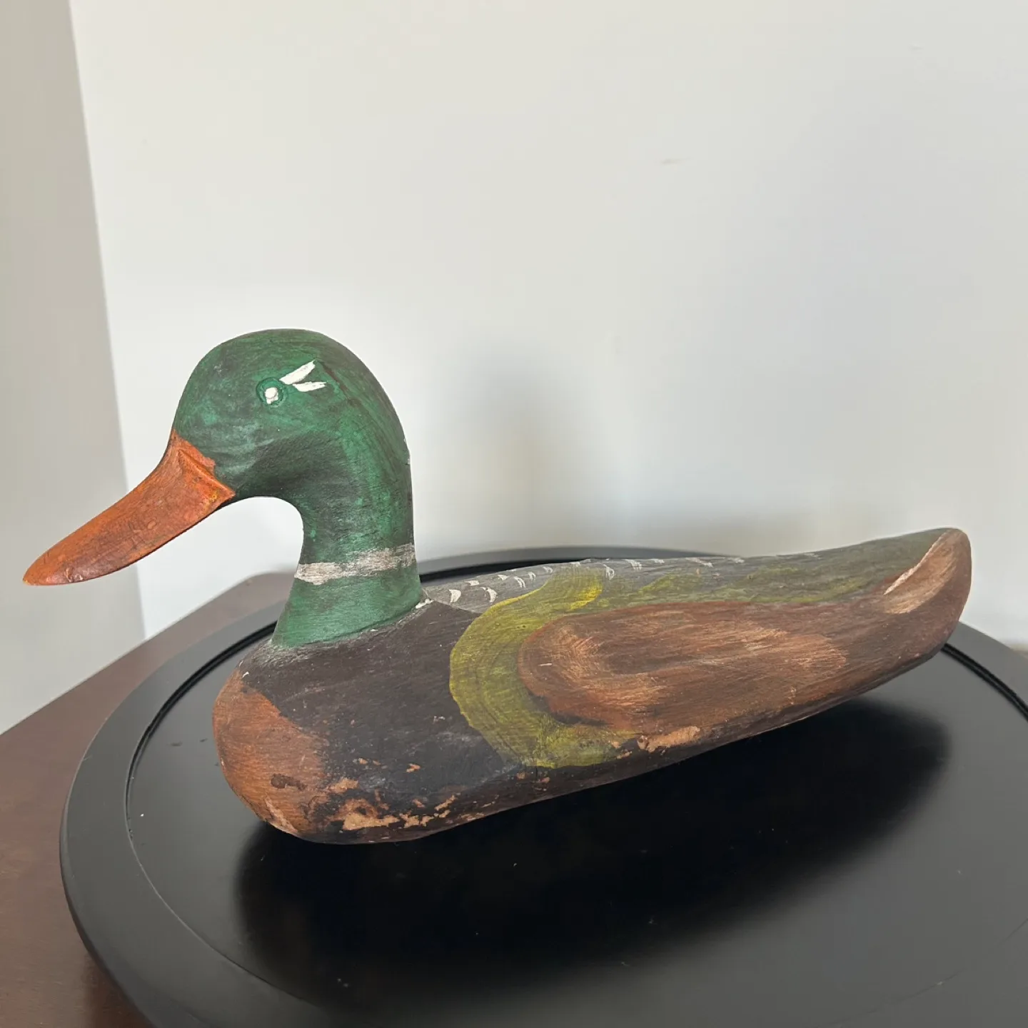 🏒 Antique Carved wood duck decoy 13” long thumbnail