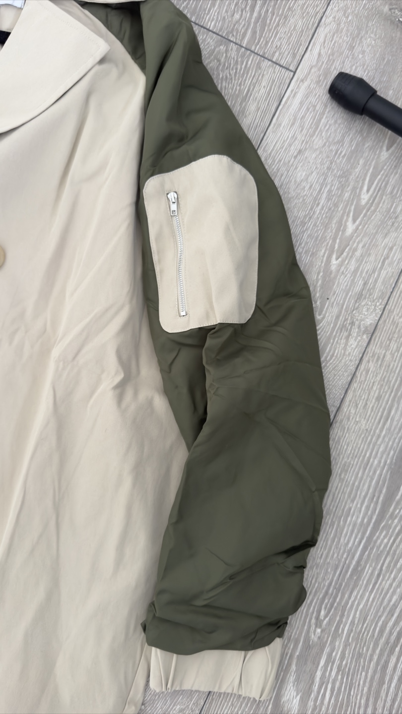 Fashion Nova Size XL Beige and Olive Green Trench Coat - photo 3