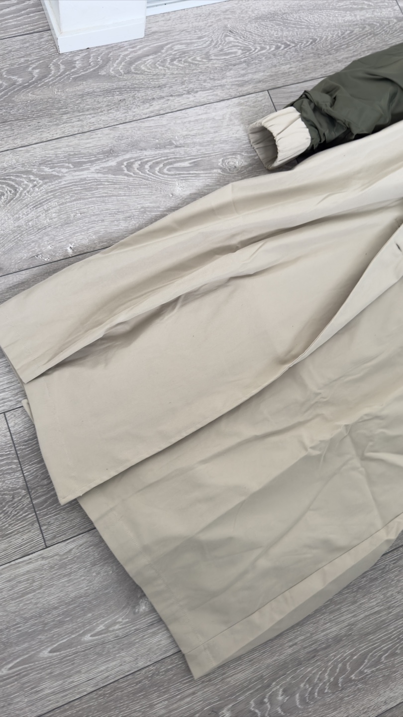 Fashion Nova Size XL Beige and Olive Green Trench Coat - photo 2