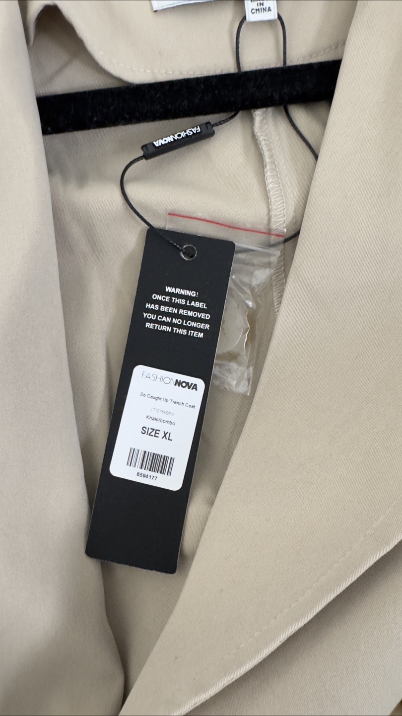 Fashion Nova Size XL Beige and Olive Green Trench Coat - photo 5