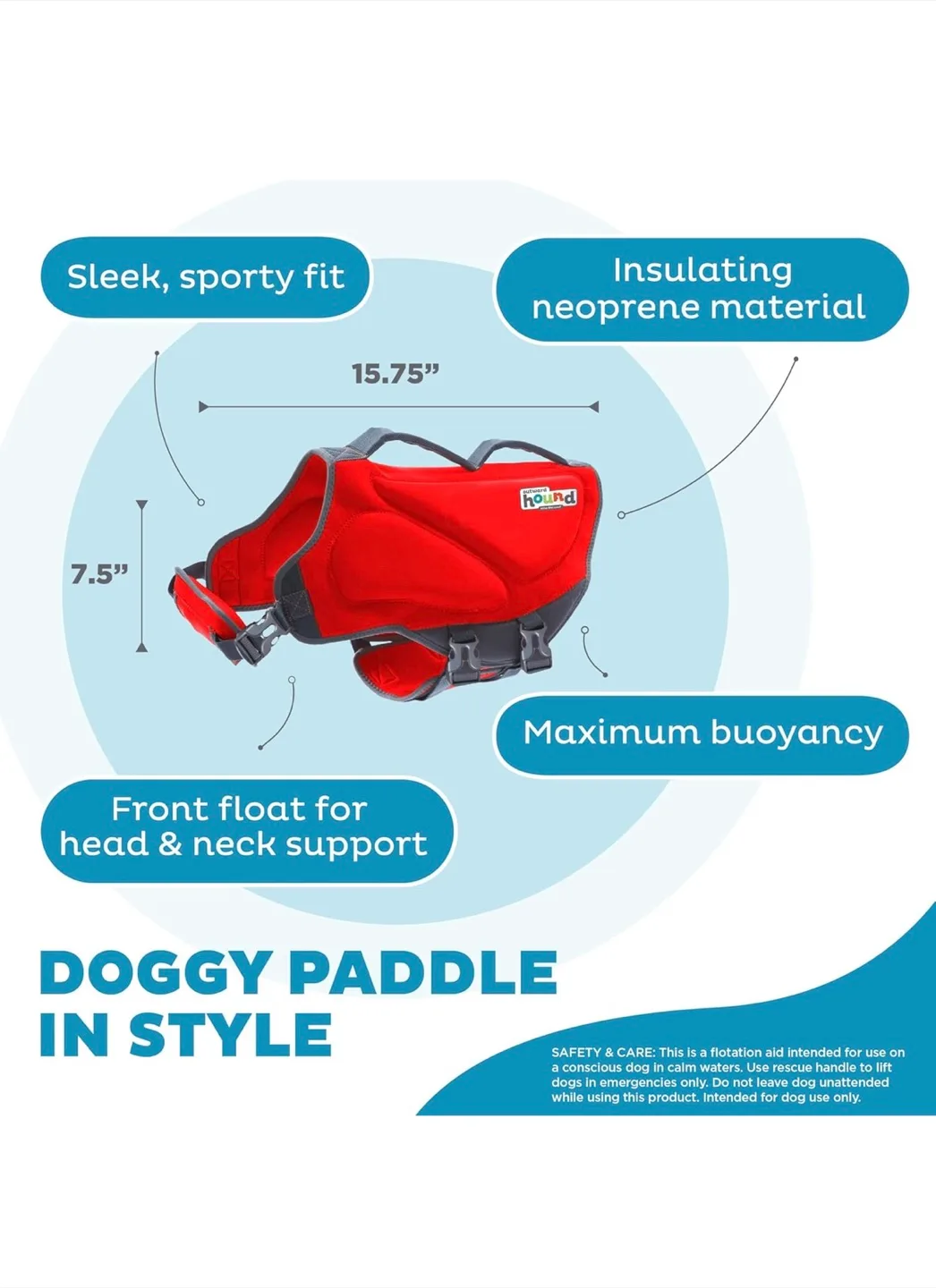 Outward Hound Dawson Dog Life Jacket - Red - Size large image indicator(4)