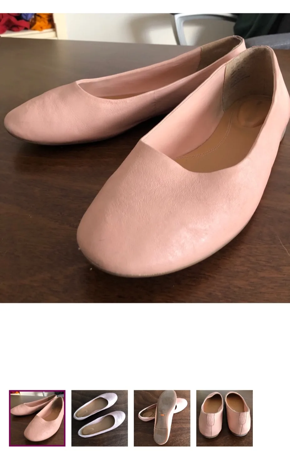 Hush Puppies Pink Leather Ballerina Flats thumbnail