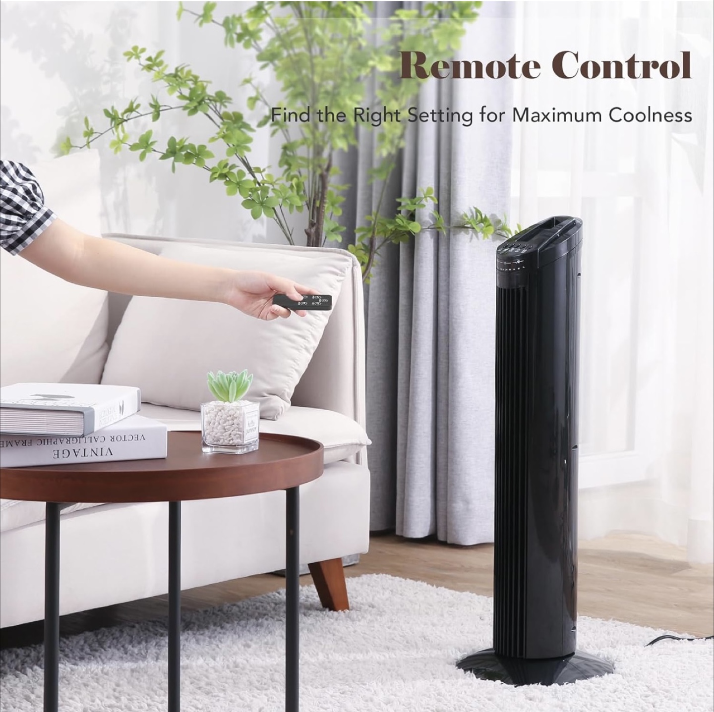 Summer is here!! Black Oscillating Tower Fan with Remote - photo 5